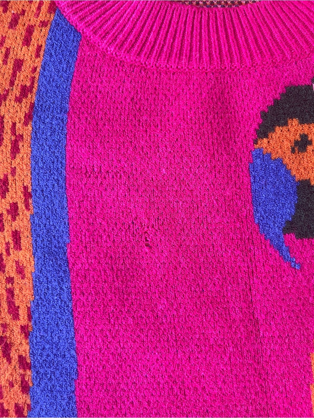 FARM Rio Hot Pink Parrot‑Print Knit Dress - Long Sleeve - Size S - Picture 3 of 12
